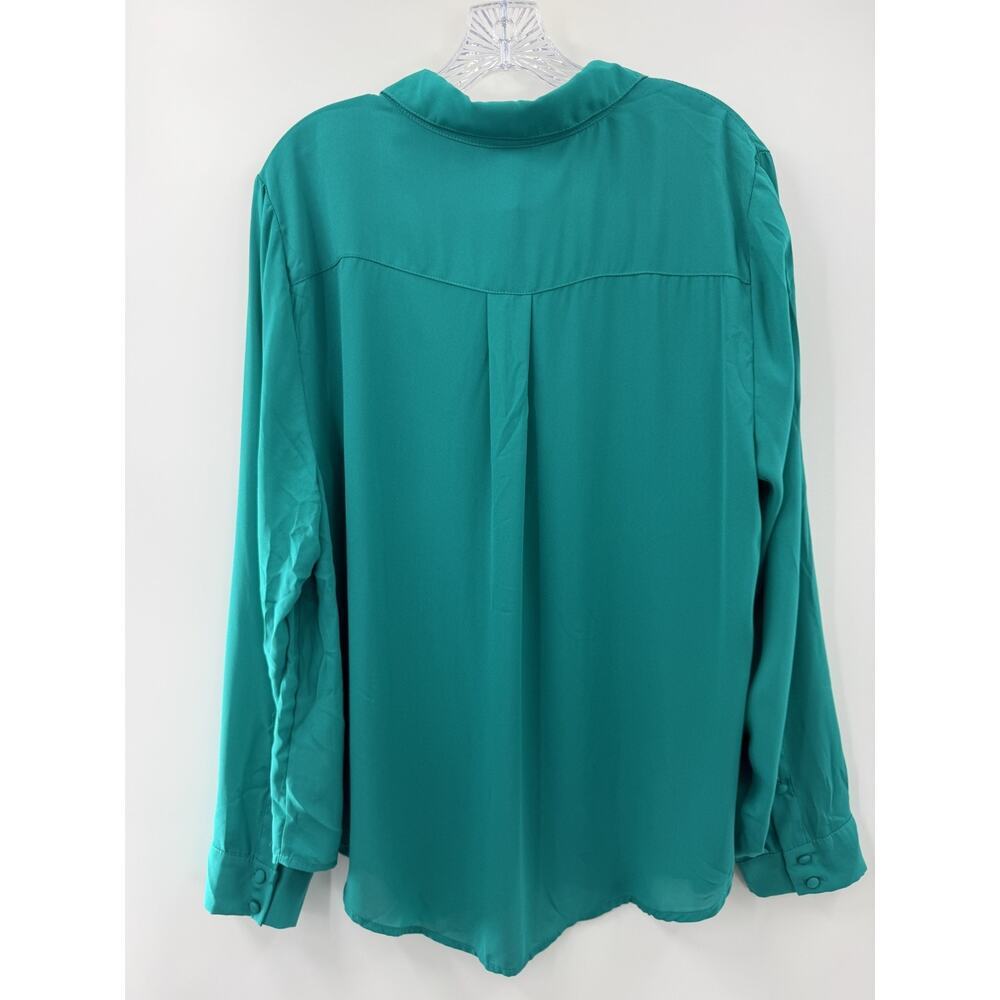 Torrid Madison Georgette Button Up Long Sleeve Shirt 2/2X NWT Fanfare Green - Picture 8 of 9